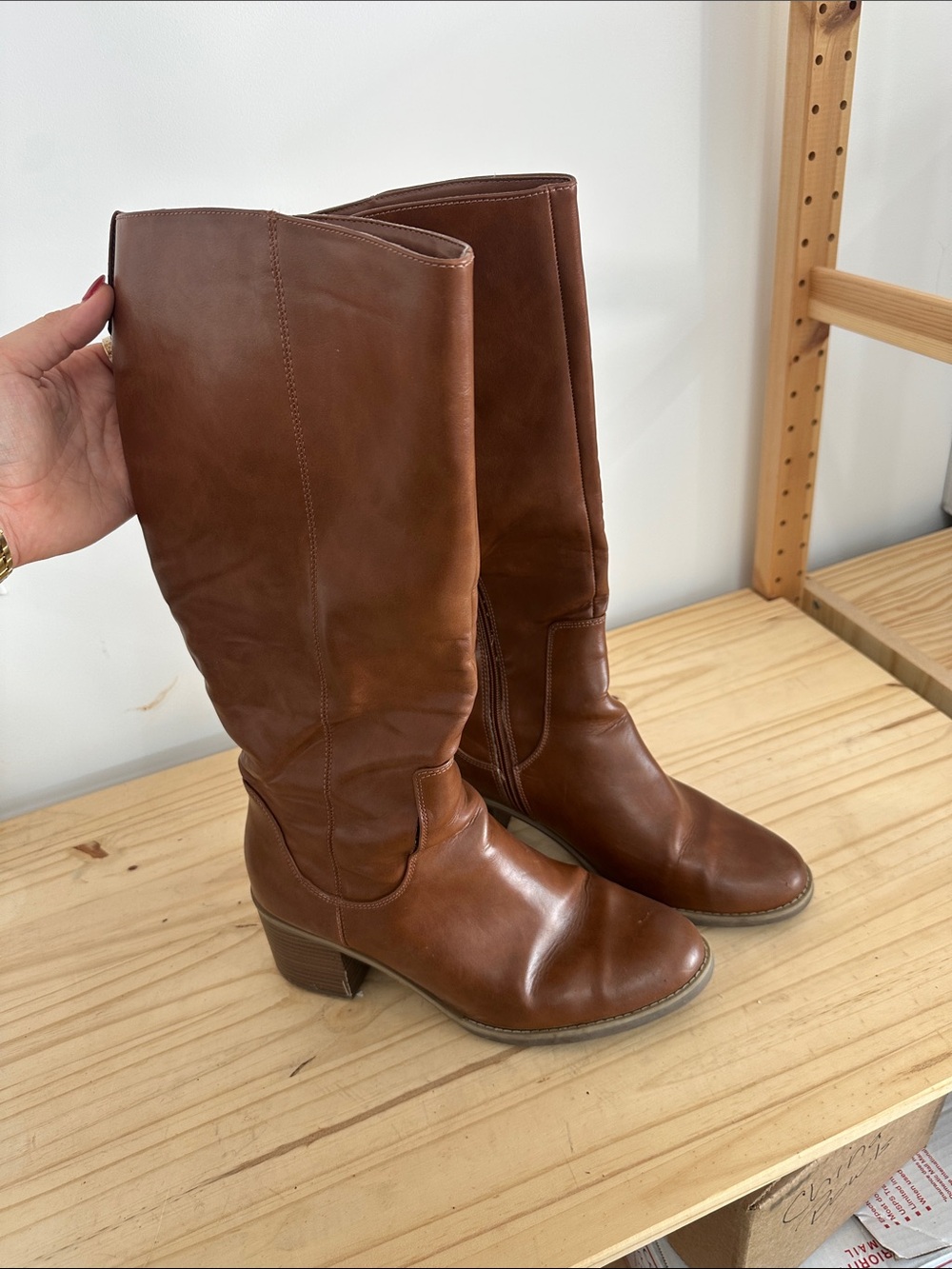 Universal Thread Tall Brown Leather Heeled Boots
